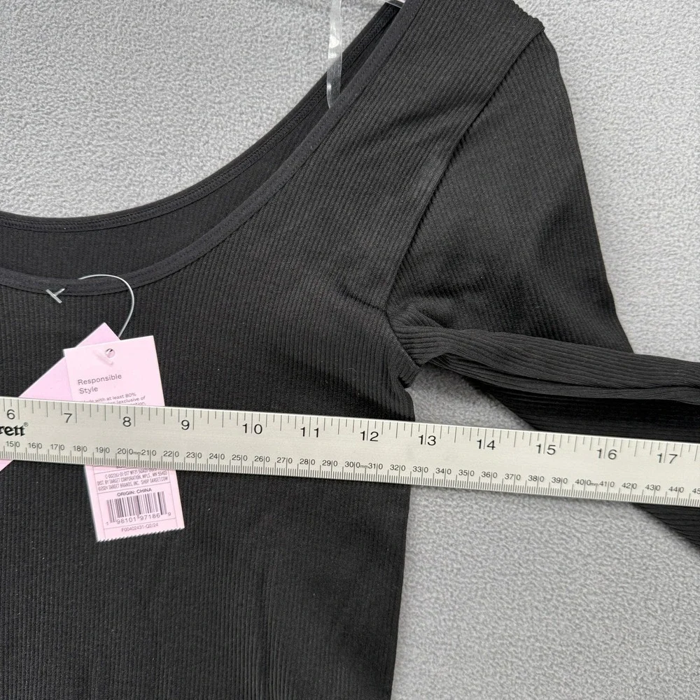 Wild Fable Crop Top Long Sleeve Ribbed & Colsie Seamless Bra Set Black Small NWT